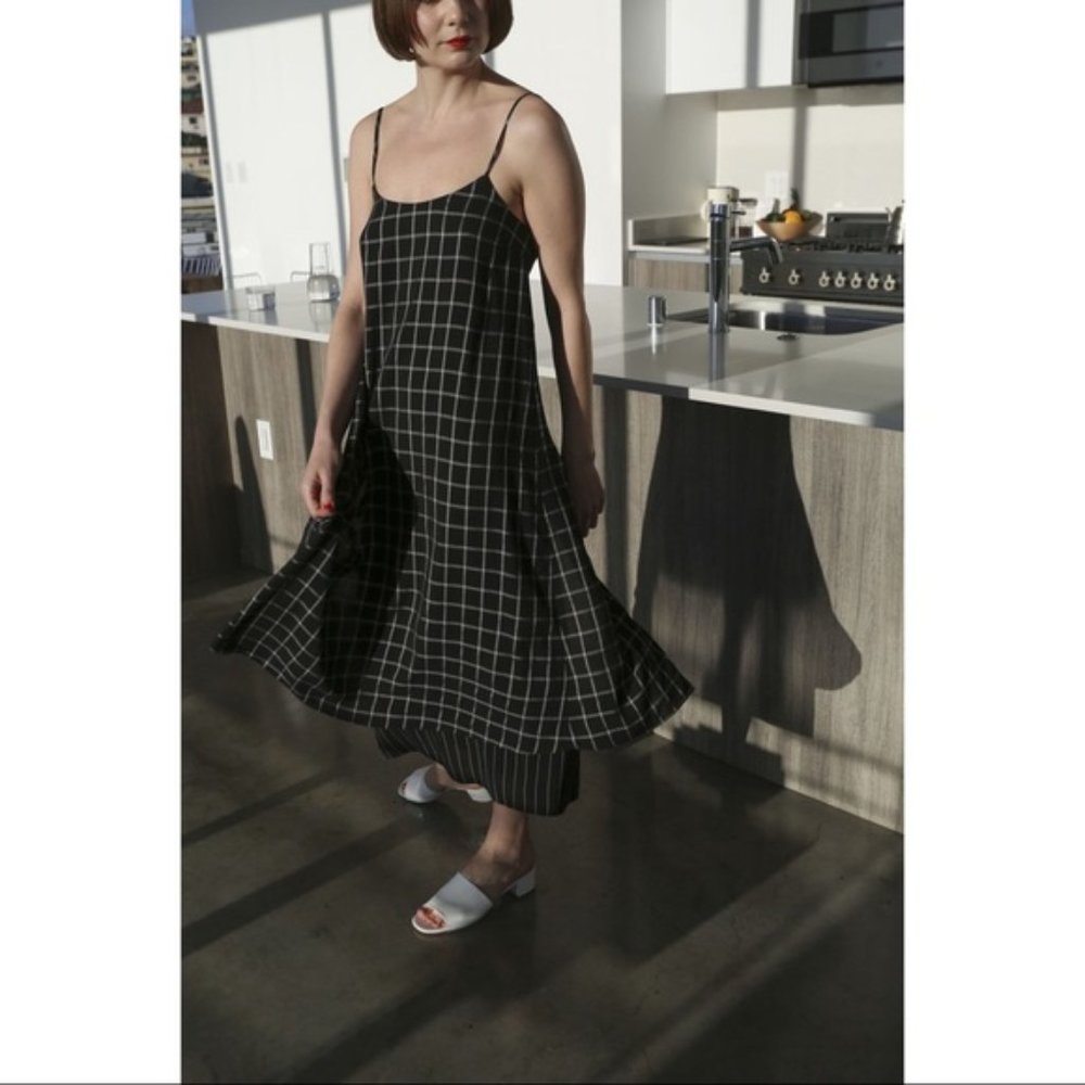 SVILU Slip Dress in Black Windowpane Check sz S